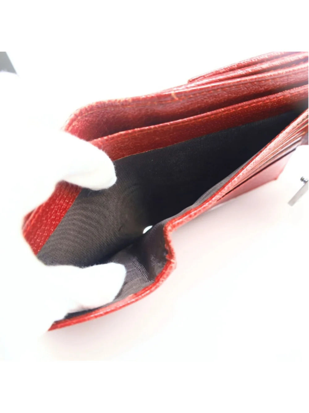 Gucci GG mono Flap Canvas/Leather Red Women Wallet Vintage - Picture 14 of 16
